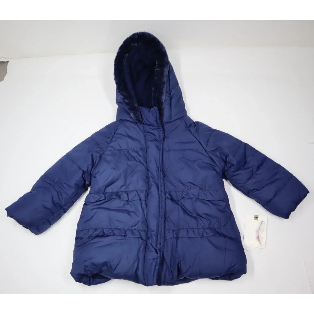 Jessica Simpson Baby Girls Puffer Jacket - Navy - Size 24M